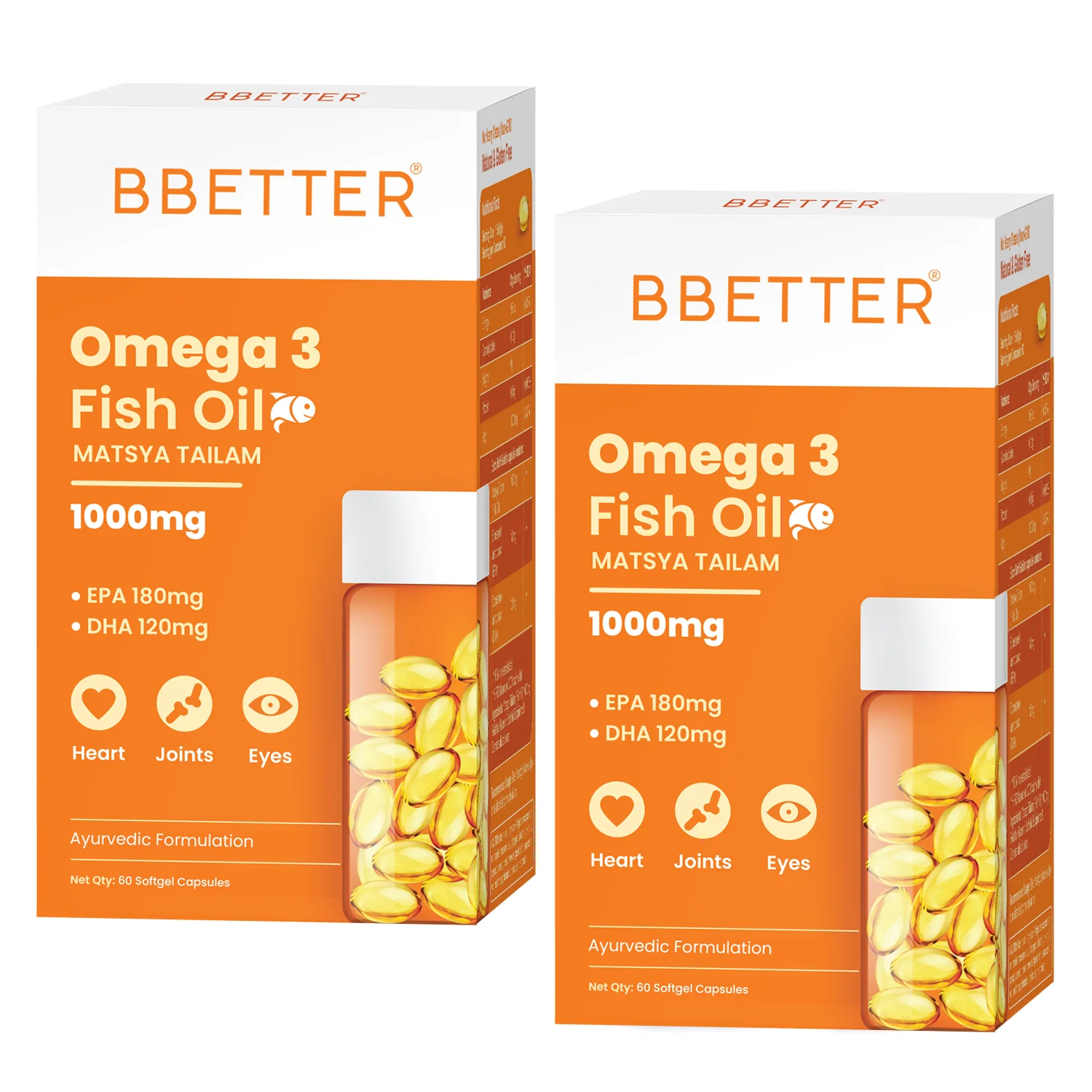 BBETTER Omega 3 Fish Oil Capsules - With 180 EPA : 120 DHA for Heart, Joints & Eyes - Image 6