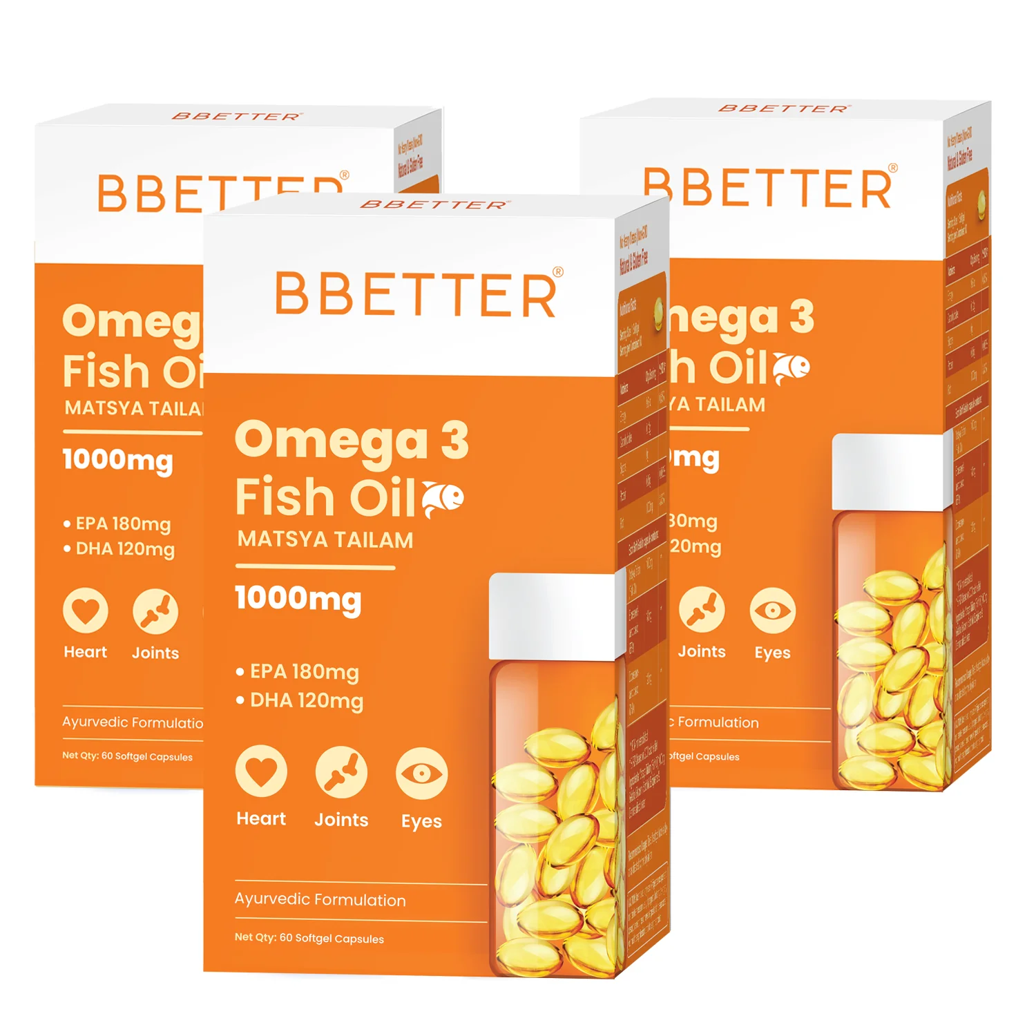BBETTER Omega 3 Fish Oil Capsules - With 180 EPA : 120 DHA for Heart, Joints & Eyes - Image 6